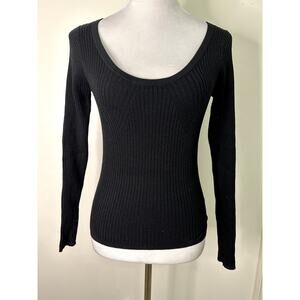 ASOS Women's Black Scoop Neck Long Sleeve Ribbed Knit Sweater 4 NWOT